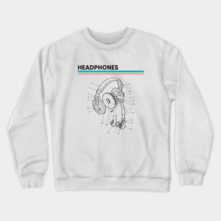 Retro Headphones Diagram Crewneck Sweatshirt